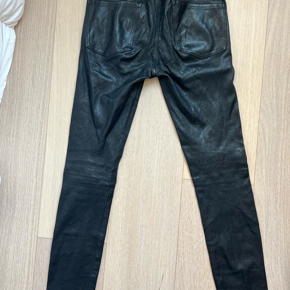 Frame Denim Shiny Black Leather Pants - Picture 2 of 11